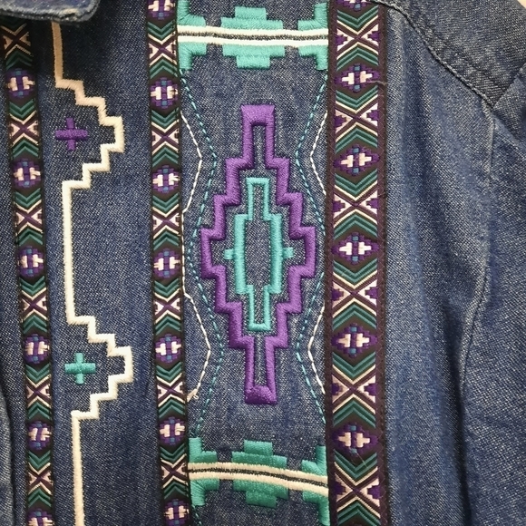 Panhandle Slim Tribal Western Denim Shirt M - Picture 3 of 6